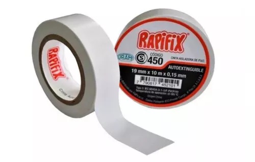 CINTA AISLADORA 19mm x10m BLANCA "RAPIFIX" (x10un)