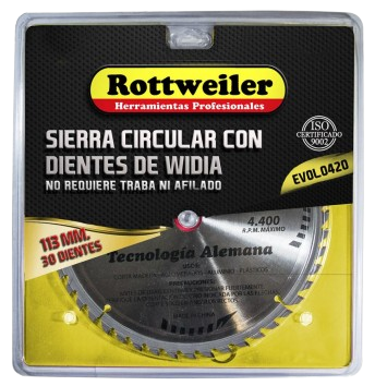 DISCO DE SIERRA 30 D WIDIA x 4 1/2” "ROTTWEILER"