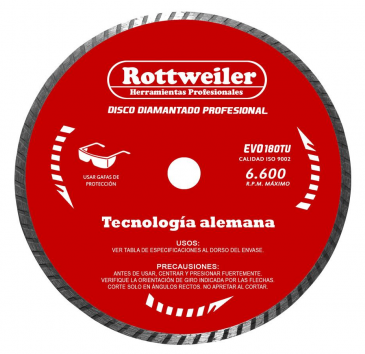 DISCO DIAMANTADO 180 MM. TURBO (7") "ROTTWEILER"