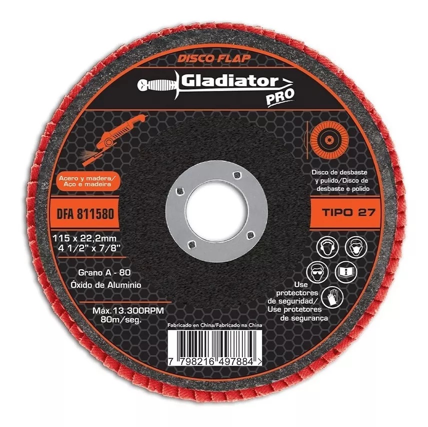 DISCO FLAP GRANO 80 115x22,2mm "GLADIATOR"