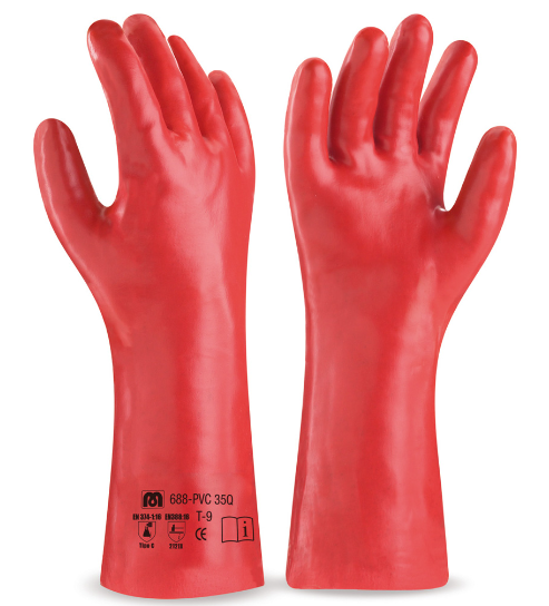 GUANTE PVC ROJO QUIMICO LARGO X 35CM