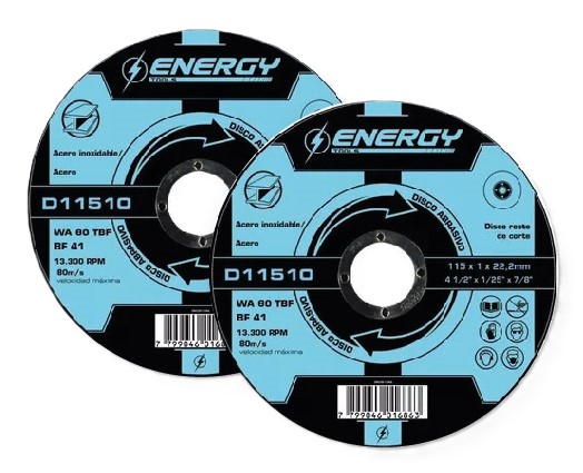 DISCO ABRASIVO 115 x 1,2 x 22,23mm (X25UN) "ENERGY"