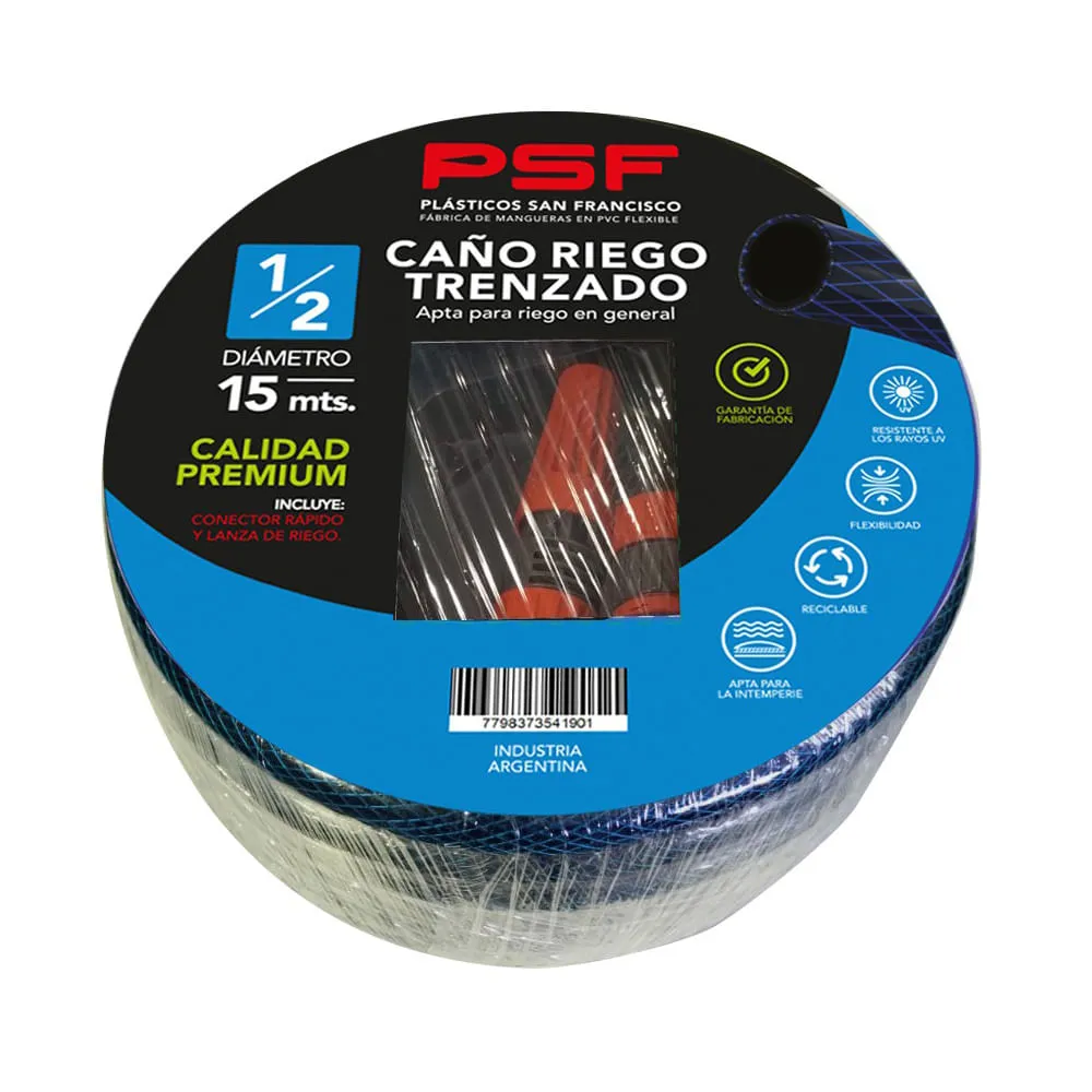 [2576] MANGUERA DE RIEGO 1/2" X 15m TRENZADA C/Accesorios