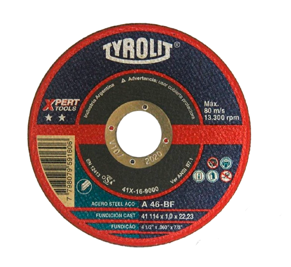 DISCO ABRASIVO XPERT  114 x 1,6 x 22,23mm (X25UN) "TYROLIT"