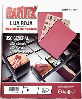 [2274] LIJA ROJA PARA MADERA Nº180 "RAPIFIX" (x50un)